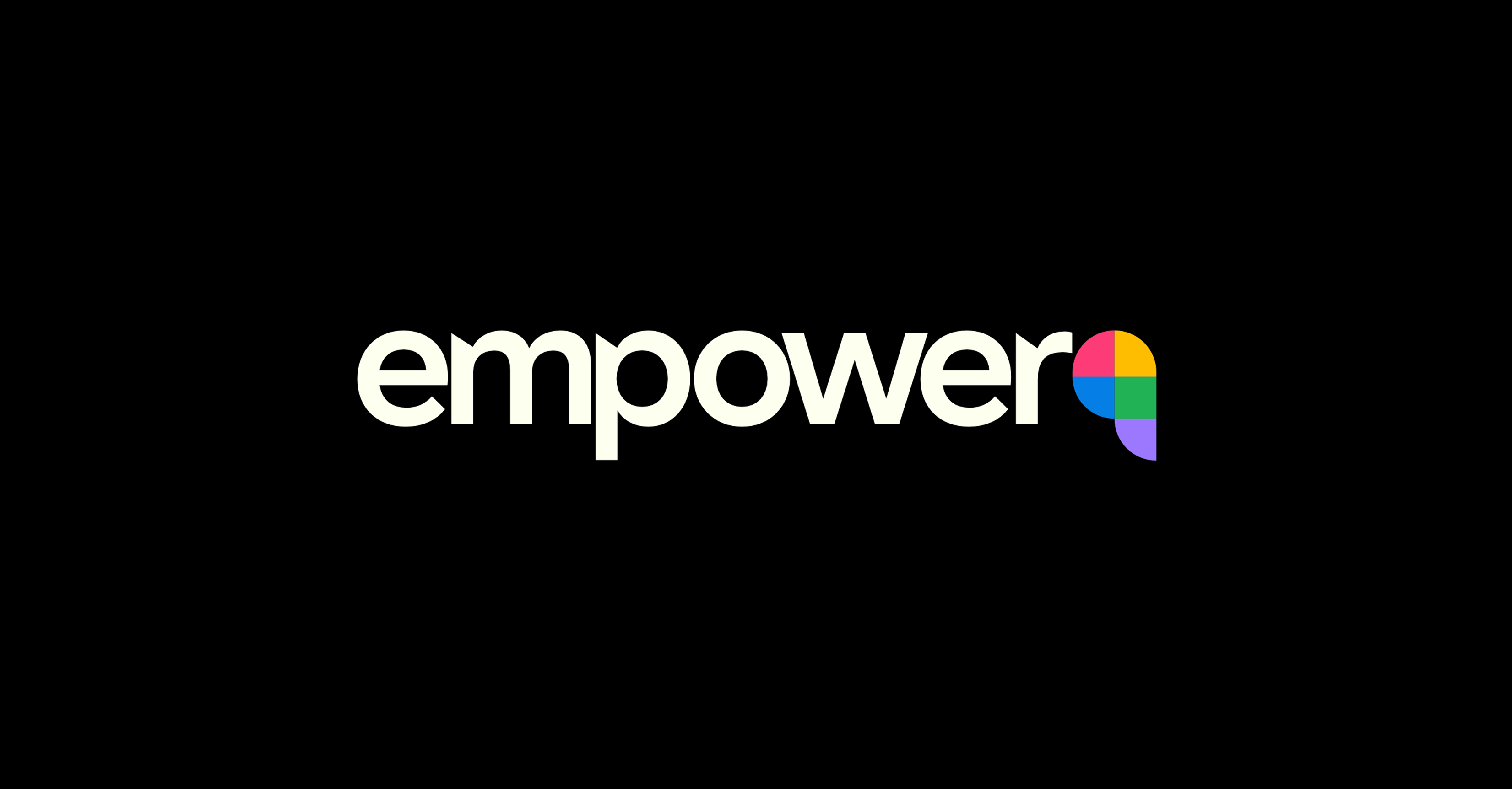 Empower q logo on a black background